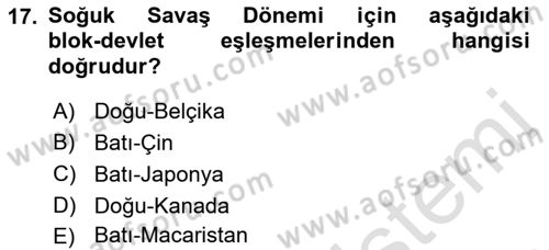 Uluslararası İlişkilere Giriş Dersi 2021 - 2022 Yılı (Vize) Ara Sınav Soruları 17. Soru