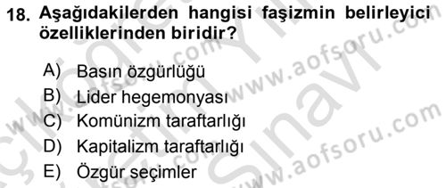 Uluslararası İlişkilere Giriş Dersi 2021 - 2022 Yılı (Vize) Ara Sınav Soruları 18. Soru
