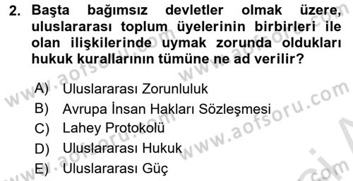 Uluslararası İlişkilere Giriş Dersi 2021 - 2022 Yılı (Vize) Ara Sınav Soruları 2. Soru