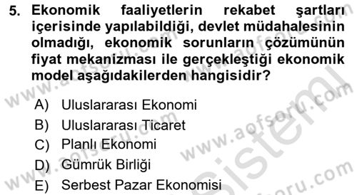 Uluslararası İlişkilere Giriş Dersi 2021 - 2022 Yılı (Vize) Ara Sınav Soruları 5. Soru