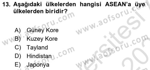 Uluslararası İlişkilere Giriş Dersi 2021 - 2022 Yılı (Final) Dönem Sonu Sınav Soruları 13. Soru