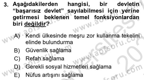 Uluslararası İlişkilere Giriş Dersi 2021 - 2022 Yılı (Final) Dönem Sonu Sınav Soruları 3. Soru