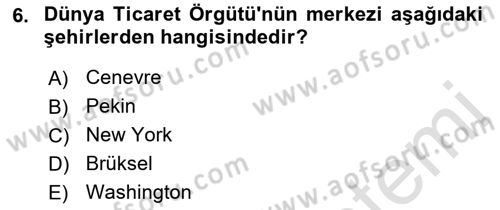 Uluslararası İlişkilere Giriş Dersi 2021 - 2022 Yılı (Final) Dönem Sonu Sınav Soruları 6. Soru
