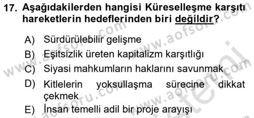 Uluslararası İlişkilere Giriş Dersi 2021 - 2022 Yılı Yaz Okulu Sınav Soruları 17. Soru