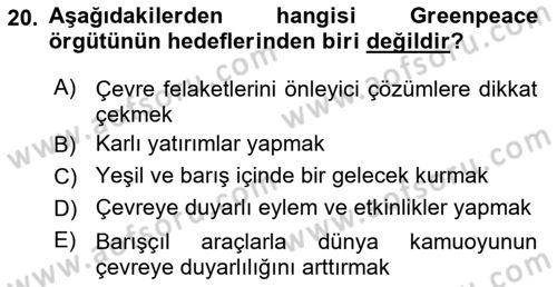 Uluslararası İlişkilere Giriş Dersi 2021 - 2022 Yılı Yaz Okulu Sınav Soruları 20. Soru