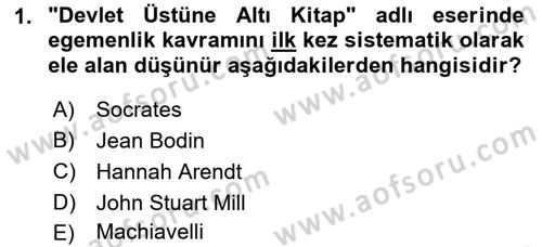 Uluslararası İlişkilere Giriş Dersi 2022 - 2023 Yılı Yaz Okulu Sınav Soruları 1. Soru