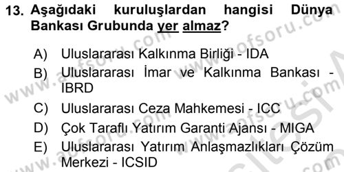 Uluslararası İlişkilere Giriş Dersi 2022 - 2023 Yılı Yaz Okulu Sınav Soruları 13. Soru