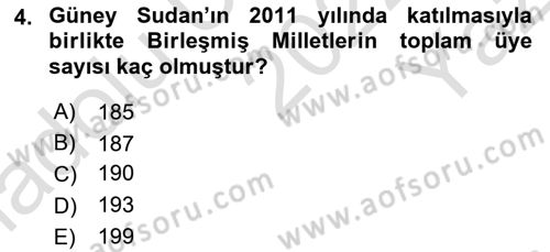 Uluslararası İlişkilere Giriş Dersi 2022 - 2023 Yılı Yaz Okulu Sınav Soruları 4. Soru