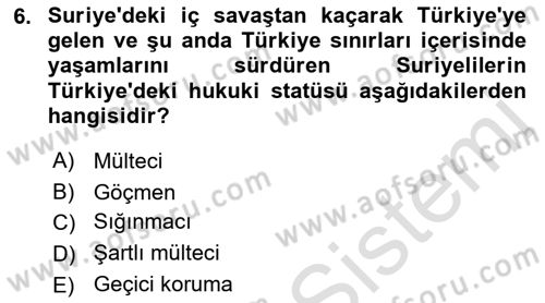 Uluslararası İlişkilere Giriş Dersi 2022 - 2023 Yılı Yaz Okulu Sınav Soruları 6. Soru