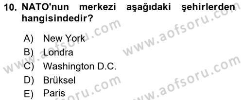 Uluslararası İlişkilere Giriş Dersi 2023 - 2024 Yılı (Vize) Ara Sınav Soruları 10. Soru