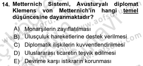 Uluslararası İlişkilere Giriş Dersi 2023 - 2024 Yılı (Vize) Ara Sınav Soruları 14. Soru