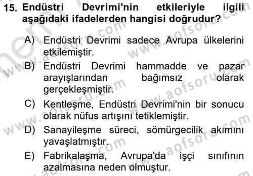 Uluslararası İlişkilere Giriş Dersi 2023 - 2024 Yılı (Vize) Ara Sınav Soruları 15. Soru