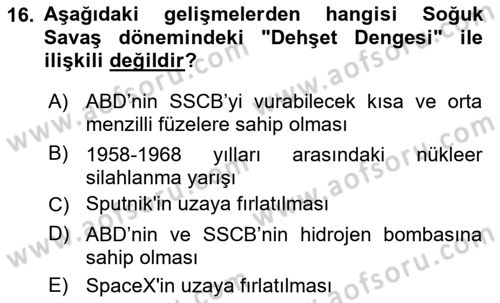 Uluslararası İlişkilere Giriş Dersi 2023 - 2024 Yılı (Vize) Ara Sınav Soruları 16. Soru