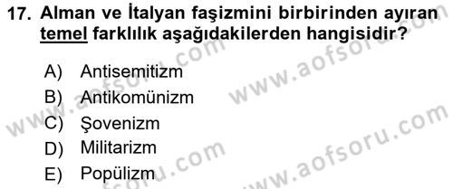 Uluslararası İlişkilere Giriş Dersi 2023 - 2024 Yılı (Vize) Ara Sınav Soruları 17. Soru
