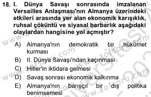 Uluslararası İlişkilere Giriş Dersi 2023 - 2024 Yılı (Vize) Ara Sınav Soruları 18. Soru