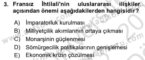 Uluslararası İlişkilere Giriş Dersi 2023 - 2024 Yılı (Vize) Ara Sınav Soruları 3. Soru