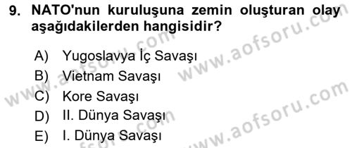 Uluslararası İlişkilere Giriş Dersi 2023 - 2024 Yılı (Vize) Ara Sınav Soruları 9. Soru