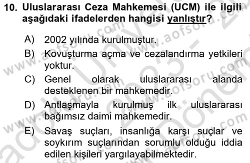 Uluslararası İlişkilere Giriş Dersi 2023 - 2024 Yılı (Final) Dönem Sonu Sınav Soruları 10. Soru