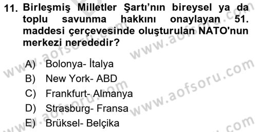 Uluslararası İlişkilere Giriş Dersi 2023 - 2024 Yılı (Final) Dönem Sonu Sınav Soruları 11. Soru