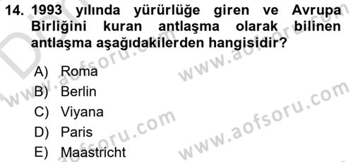 Uluslararası İlişkilere Giriş Dersi 2023 - 2024 Yılı (Final) Dönem Sonu Sınav Soruları 14. Soru