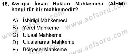 Uluslararası İlişkilere Giriş Dersi 2023 - 2024 Yılı (Final) Dönem Sonu Sınav Soruları 16. Soru