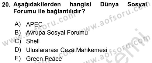 Uluslararası İlişkilere Giriş Dersi 2023 - 2024 Yılı (Final) Dönem Sonu Sınav Soruları 20. Soru