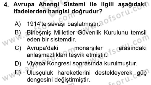 Uluslararası İlişkilere Giriş Dersi 2023 - 2024 Yılı (Final) Dönem Sonu Sınav Soruları 4. Soru