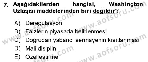 Uluslararası İlişkilere Giriş Dersi 2023 - 2024 Yılı (Final) Dönem Sonu Sınav Soruları 7. Soru