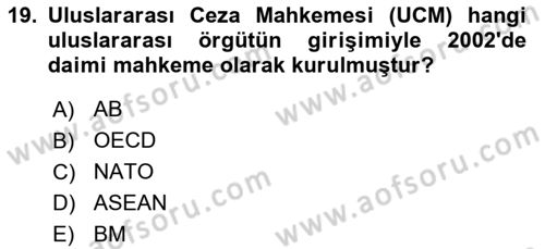 Uluslararası İlişkilere Giriş Dersi 2023 - 2024 Yılı Yaz Okulu Sınav Soruları 19. Soru