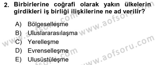 Uluslararası İlişkilere Giriş Dersi 2023 - 2024 Yılı Yaz Okulu Sınav Soruları 2. Soru