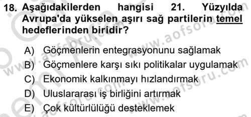 Uluslararası İlişkilere Giriş Dersi 2024 - 2025 Yılı (Vize) Ara Sınav Soruları 18. Soru