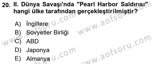 Uluslararası İlişkilere Giriş Dersi Ara Sınavı Deneme Sınav Soruları 20. Soru