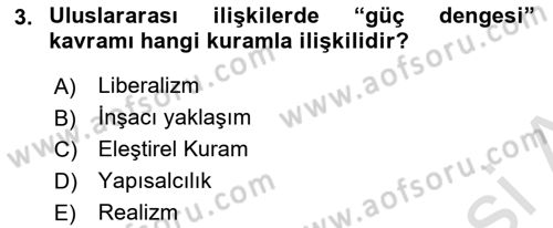 Uluslararası İlişkilere Giriş Dersi 2024 - 2025 Yılı (Vize) Ara Sınav Soruları 3. Soru