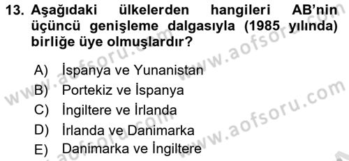 Uluslararası İlişkilere Giriş Dersi 2024 - 2025 Yılı (Final) Dönem Sonu Sınav Soruları 13. Soru
