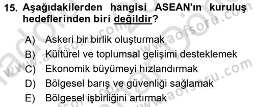 Uluslararası İlişkilere Giriş Dersi 2024 - 2025 Yılı (Final) Dönem Sonu Sınav Soruları 15. Soru