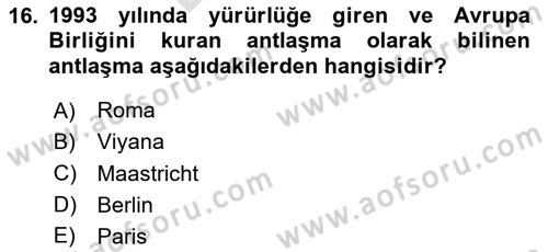 Uluslararası İlişkilere Giriş Dersi 2024 - 2025 Yılı (Final) Dönem Sonu Sınav Soruları 16. Soru