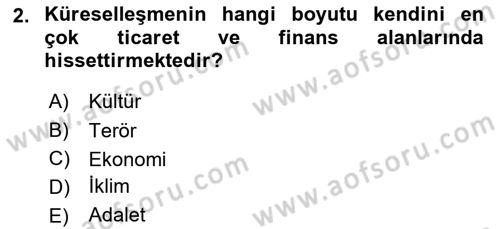 Uluslararası İlişkilere Giriş Dersi 2024 - 2025 Yılı (Final) Dönem Sonu Sınav Soruları 2. Soru