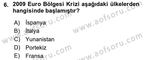 Uluslararası İlişkilere Giriş Dersi 2024 - 2025 Yılı (Final) Dönem Sonu Sınav Soruları 6. Soru