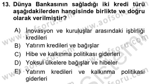 Uluslararası İlişkilere Giriş Dersi 2024 - 2025 Yılı Yaz Okulu Sınav Soruları 13. Soru