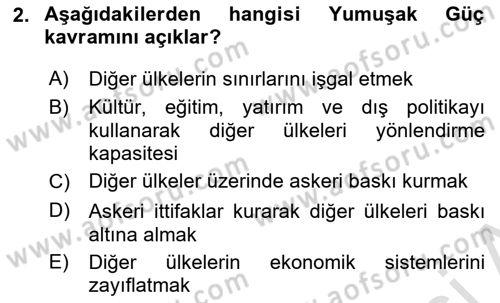 Uluslararası İlişkilere Giriş Dersi 2024 - 2025 Yılı Yaz Okulu Sınav Soruları 2. Soru