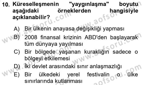 Uluslararası İlişkilere Giriş Dersi 2025 - 2026 Yılı (Vize) Ara Sınav Soruları 10. Soru