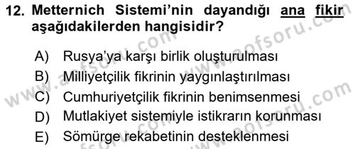 Uluslararası İlişkilere Giriş Dersi 2025 - 2026 Yılı (Vize) Ara Sınav Soruları 12. Soru