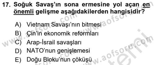 Uluslararası İlişkilere Giriş Dersi 2025 - 2026 Yılı (Vize) Ara Sınav Soruları 17. Soru