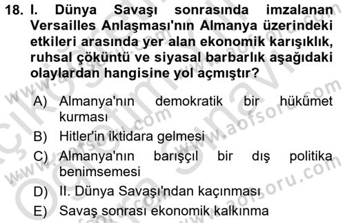 Uluslararası İlişkilere Giriş Dersi 2025 - 2026 Yılı (Vize) Ara Sınav Soruları 18. Soru