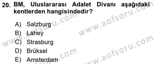 Uluslararası İlişkilere Giriş Dersi 2025 - 2026 Yılı (Vize) Ara Sınav Soruları 20. Soru