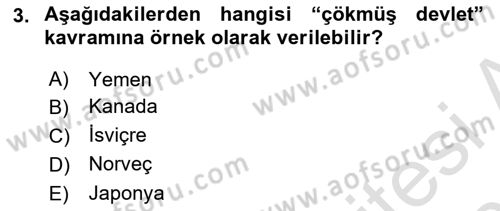 Uluslararası İlişkilere Giriş Dersi 2025 - 2026 Yılı (Vize) Ara Sınav Soruları 3. Soru