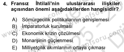 Uluslararası İlişkilere Giriş Dersi 2025 - 2026 Yılı (Vize) Ara Sınav Soruları 4. Soru