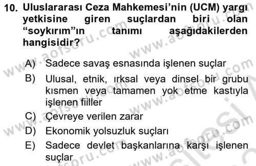 Uluslararası İlişkilere Giriş Dersi 2025 - 2026 Yılı (Final) Dönem Sonu Sınav Soruları 10. Soru