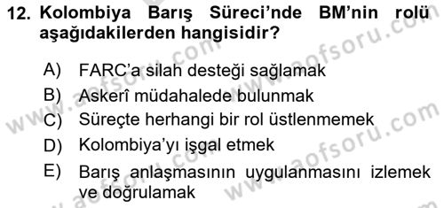 Uluslararası İlişkilere Giriş Dersi 2025 - 2026 Yılı (Final) Dönem Sonu Sınav Soruları 12. Soru
