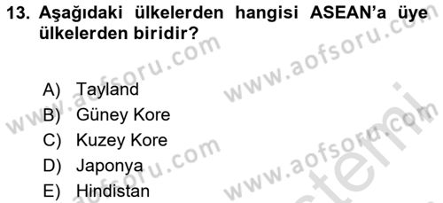 Uluslararası İlişkilere Giriş Dersi 2025 - 2026 Yılı (Final) Dönem Sonu Sınav Soruları 13. Soru
